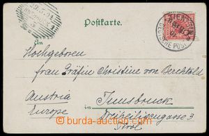 133314 - 1901 postcard Beijing to Innsbruck with Mi.3, overprint, CDS