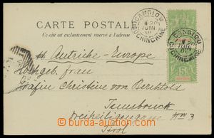 133315 - 1901 postcard Saigon to Innsbruck with Mi.17 2x, Allegory 5C