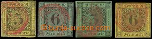 133331 - 1851-53 Mi.2b, 3a, 6, 7, numerals 5 Kr and 6 Kr, all with re