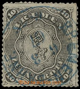 133332 - 1861 Mi.8A, Znak 10Gr, průpich D1I, modré DR BREMEN-BAHNF.