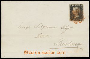 133406 - 1840 folded letter with Mi.1b; SG.2, Black Penny plate 1, se