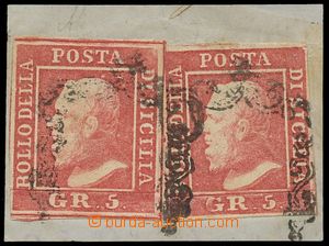 133421 - 1859 Mi.4a; Sas.9, 2 pcs of stamp. values 5Gr Ferdinand II. 