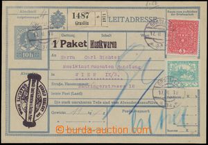 133438 - 1919 whole (!) Austrian parcel card with imprinted stamp 10h