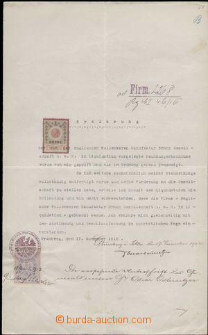 133868 - 1912 RAKOUSKO-UHERSKO, PRUSKO  listina se smíšenou frankat