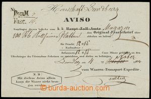 133904 - 1844 AVISO - advice about arrival of mailing, BŘECLAV, fee 