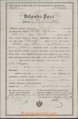 133936 - 1846 MILITARIA  dovolenkový pas formátu A4, předtištěn
