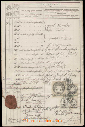 133952 - 1872 AUSTRIA-HUNGARY  lease protocol with 4-coloured frankin