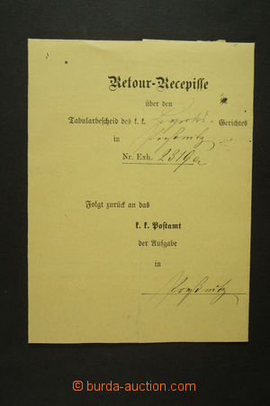 133972 - 1882 reply receipt ex offo on yellow paper, Prostějov–Pra