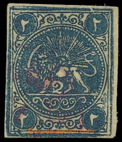 134051 - 1875 Mi.10, Znak - Lev, hodnota 2Ch tmavě modrá, nezoubkov