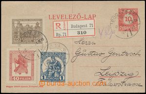 134069 - 1920 dopisnice Mi.P75 zaslaná jako R do Lipska, dofr. zn. M