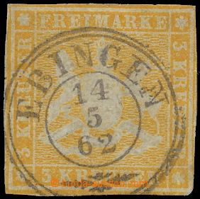 134167 - 1857 Mi.7b, Coat of arms 3 Kreuzer orange yellow, The 2nd is