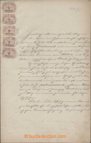 134206 - 1887 NĚMECKO (SASKO)  dokument s 2-páskou a 3-páskou, zne
