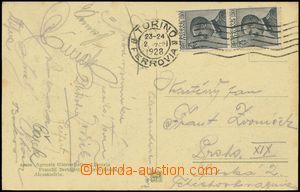 134218 - 1928 FOOTBALL  postcard (Allesandria) with signatures Czecho
