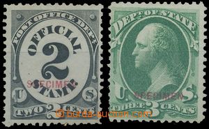 134225 - 1873 Mi.D47, D57, Official stamps 2c and 3c with red overpri