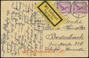 134291 - 1928 air postcard Magdeburg to Czechoslovakia, franked with.