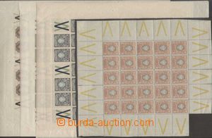 134342 - 1910 Mi.77-79B, 81Ab, Státní znak, sestava 4ks archů, kat