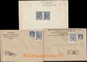 134425 - 1921-22 comp. 3 pcs of Reg letters with franking Pof.140, 12