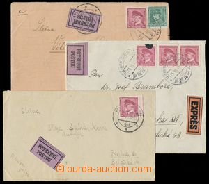 134448 - 1936-37 sestava 3ks dopisů prošlých potrubní poštou v P