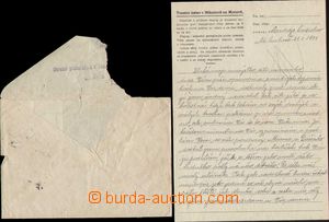 134460 - 1951 MIKULOV  letter incl. content without franking, dated 2