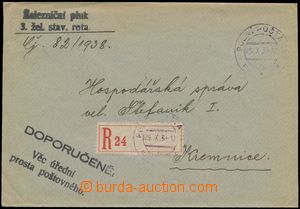 134479 - 1938 MOBILIZACE  R-dopis z období mobilizace, 2x slabší D