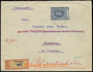 134480 - 1921 R-dopis do Švédska, vyfr. zn. Pof.140, 1x známka vp