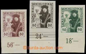 134606 -  trial print 80h and 90h, 3 pcs of, trial printings on stamp