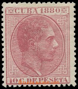 134856 - 1880 Mi.IV, Král Alfons XII., hodnota 10c karmínová s let