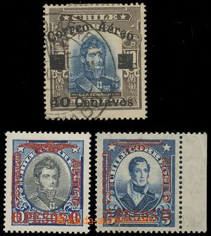 134932 - 1927-28 Mi.142 + 168 I., 173 II., Portraits with overprint n