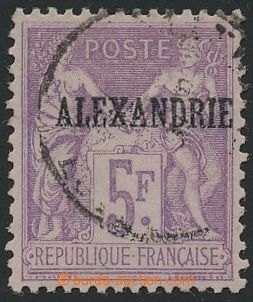 134941 - 1899 ALEXANDRIA  Mi.15, Allegory 5Fr violet, black Opt, well