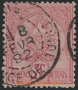 134951 - 1888 Mi.15, Coat of arms 75c vine red, CDS TUNISIA/ 8.EVR.92