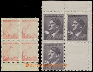 135242 - 1939-42 Pof.22, Lipové listy 20h, 4-blok s dolním okrajem 