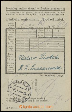 135273 - 1944 C.C. BUCHENWALD  certificate of mailing without frankin