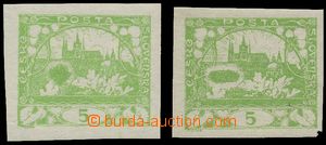 135604 -  Pof.3VV, 5h light green, comp. 2 pcs of stamp., color stain