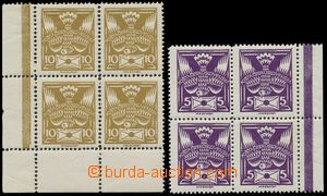 135717 -  Pof.144B, 146B, 5h violet block of four with R margin and 1