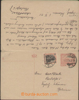 135788 - 1921 CDV19, Hradčany - dvojitá dopisnice, neoddělená dop