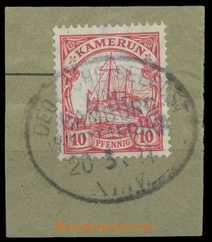 135909 - 1911 CAMEROON  Mi.22, value 10Pf Ship, on small cut-square w