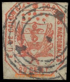 135912 - 1863 Mi.20, Znak na bílém pozadí, hodnota 20c červená, 