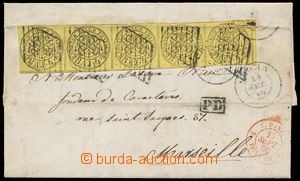 136020 - 1866 folded letter to Marseille with Mi.5, Papal Emblem 4Baj