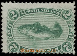 136028 - 1866 Mi.16y, Postage stmp - fish 2c green, white paper, off 