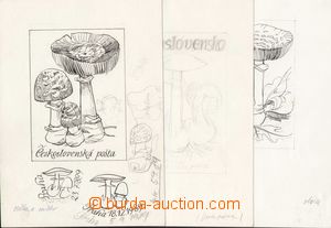 136367 - 1989 SASKA J.: comp. 6 pcs of sheets A4 with designs stamps 