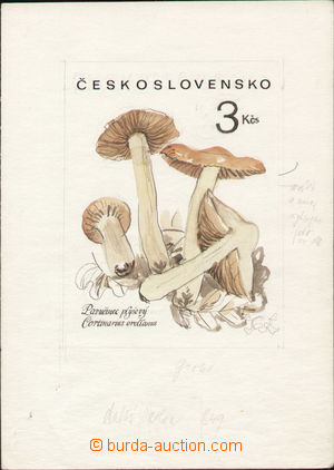 136370 - 1989 SASKA J.: color stamp design issue Mushrooms on sheet A