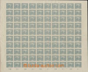 136378 -  Pof.4, 5h blue-green, complete 100-stamps. sheet, plate 2, 