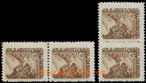 136413 - 1945 Mi.2, Polní pošta, 2x 2-páska s červeným přetiske