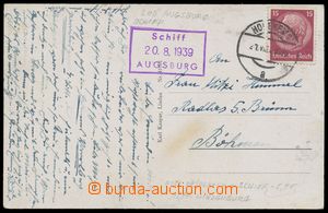 136592 - 1939 SHIP MAIL / SHIP/ 20.8.1939/ AUGSBURG  framed pmk on Pp