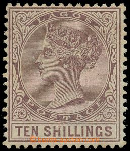 136596 - 1884 Mi.19; SG.29, Queen Victoria 10Sh brown, with part orig