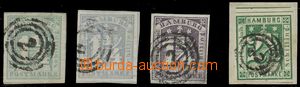 136639 - 1864 comp. 4 pcs of stamps, Mi.8b+c+f, 9, nice pieces, 3x ex