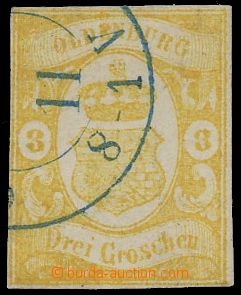 136659 - 1861 Mi.14, Coat of arms 3Gr yellow, nice piece with wide ma