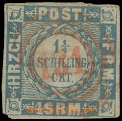 136705 - 1864 Mi.6, 1¼Sh blue, minor faults, rarely with round n