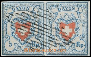 136707 - 1851 Mi.9II, RAYON I 5Rp modrá / červená, bezvadná 2-pá
