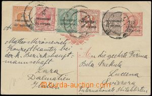 136712 - 1919 DALMATIA  PC 10C/10C to Switzerland, uprated with stamp